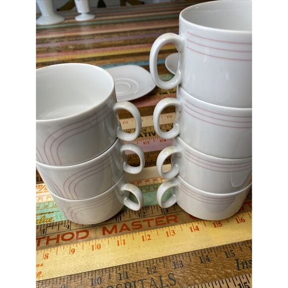 VINTAGE Porcelain Tea Set Schirnding Bavaria 214 Germany MCM 7 Cups Sugar 324 - Picture 11 of 13